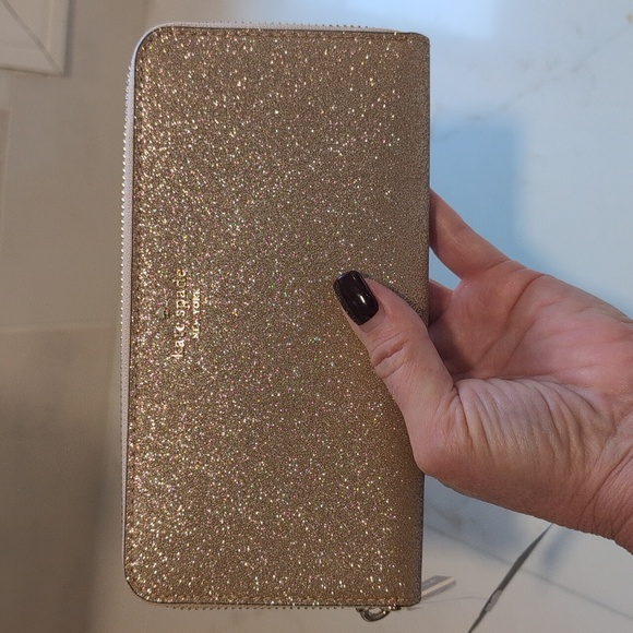 Kate Spade Gold Glitter Zip Around Long Wallet. NWT - Picture 8 of 9